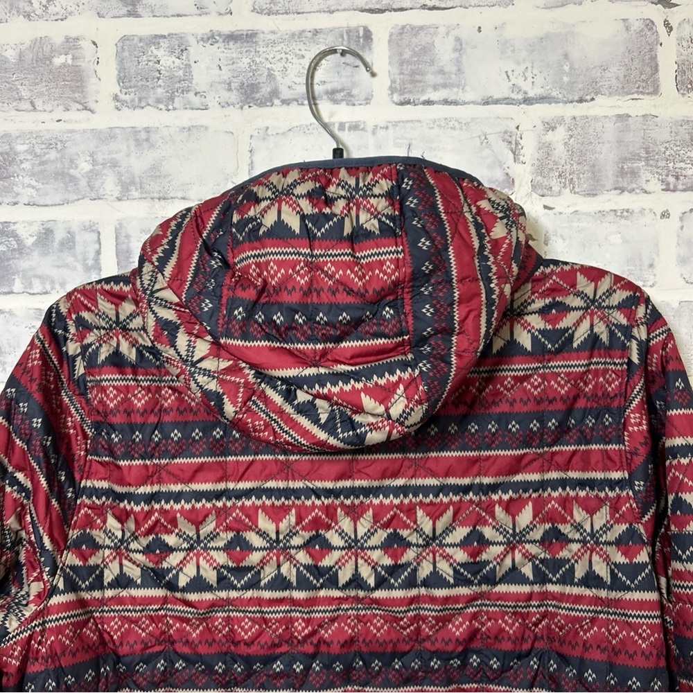LL Bean Women's Small Katahdin Insulated Pullover Jacket Fair Isle Print Quilted - Picture 8 of 10